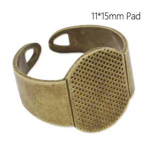 Adjustable cuff Ring with 11x15MM Pad,Easy used,Brass filled,antique Bronze plated,20 Pieces/lot
