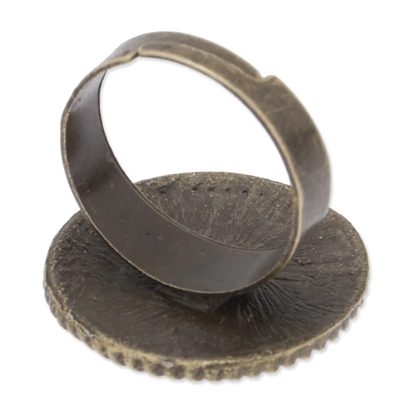 Adjustable Ring with 16mm Round Bezel,Zinc alloy filled and Antique Bronze plated,20pcs/lot