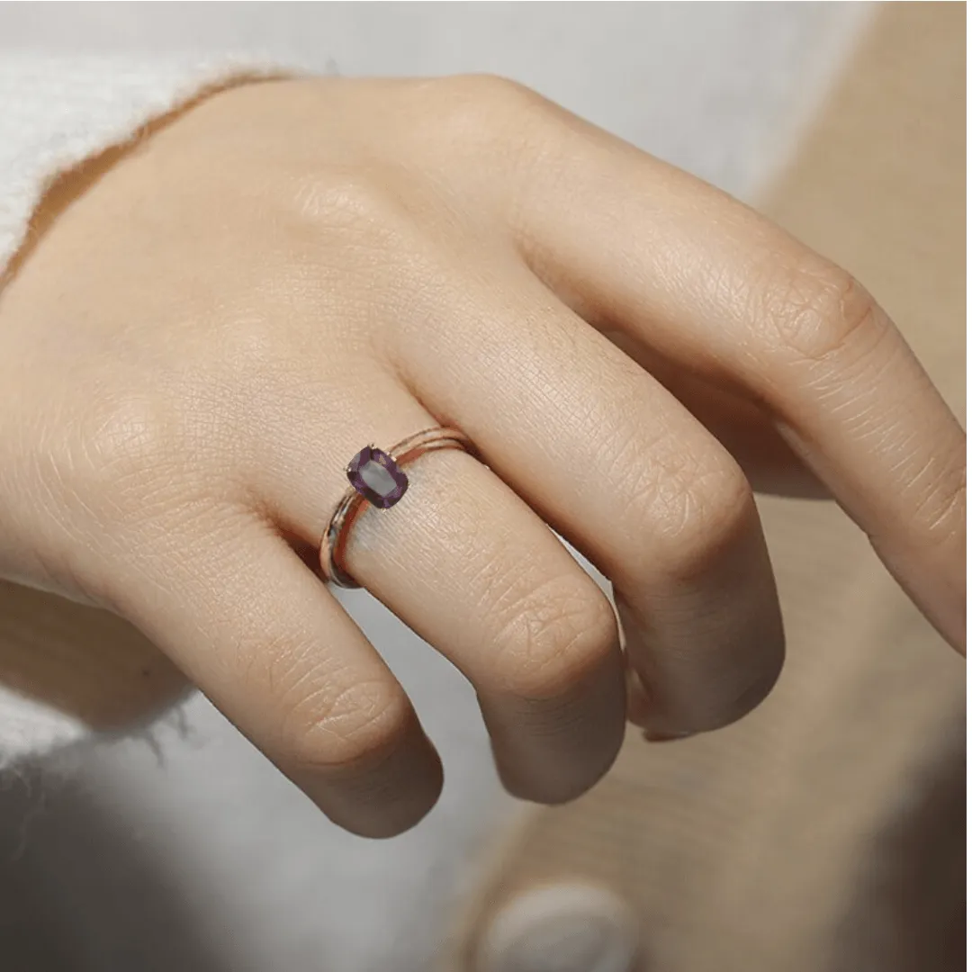Alexandrite Cushion Solitaire Ring