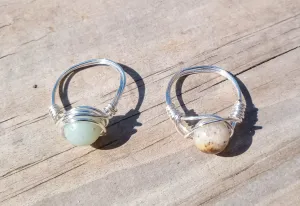 Amazonite Bead Wire Wrapped Rings