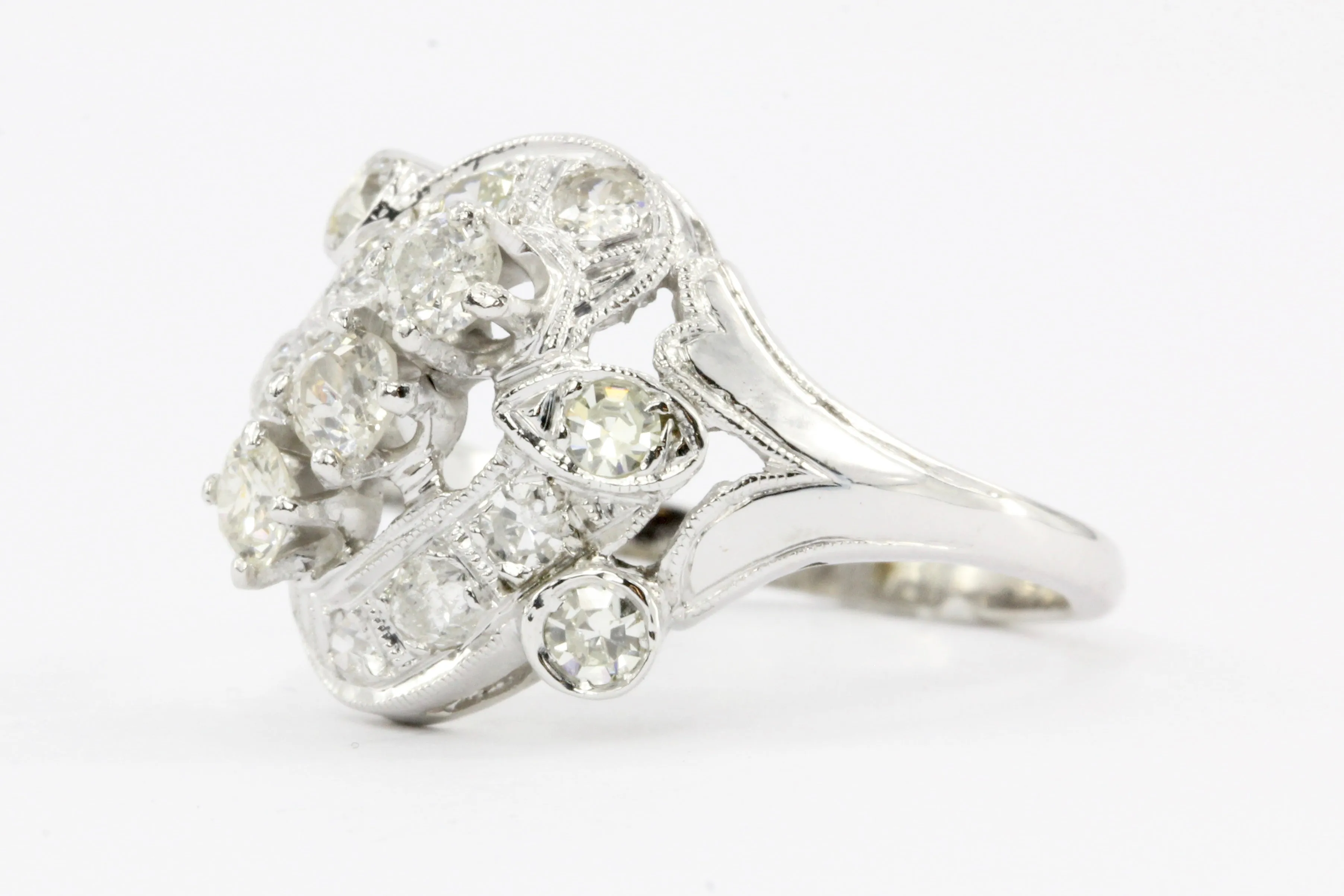 Art Deco 14K White Gold .75 CTW Ring