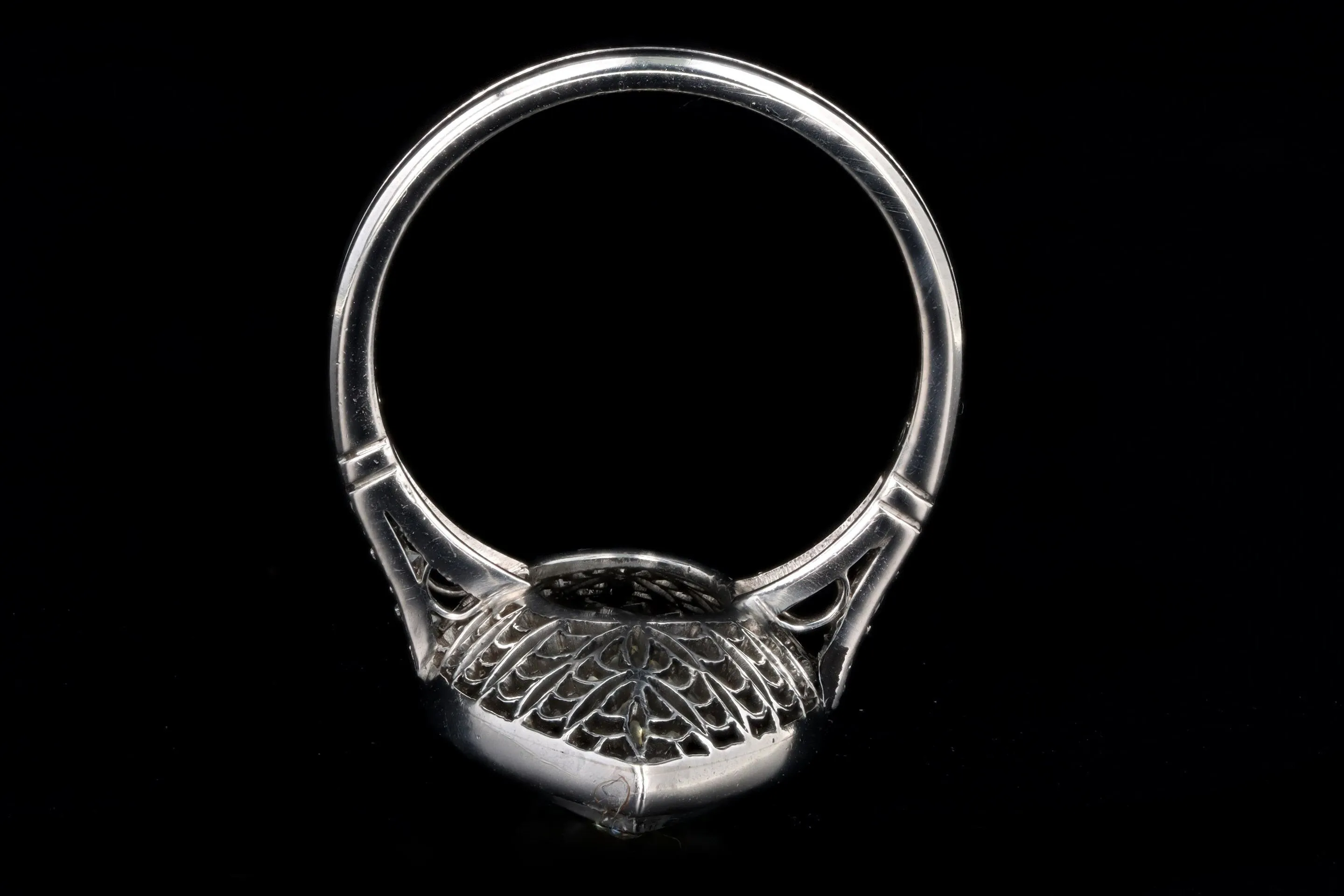 Art Deco Inspired Platinum 5.11 Carat Marquise Cut Diamond & Sapphire Ring GIA Certified