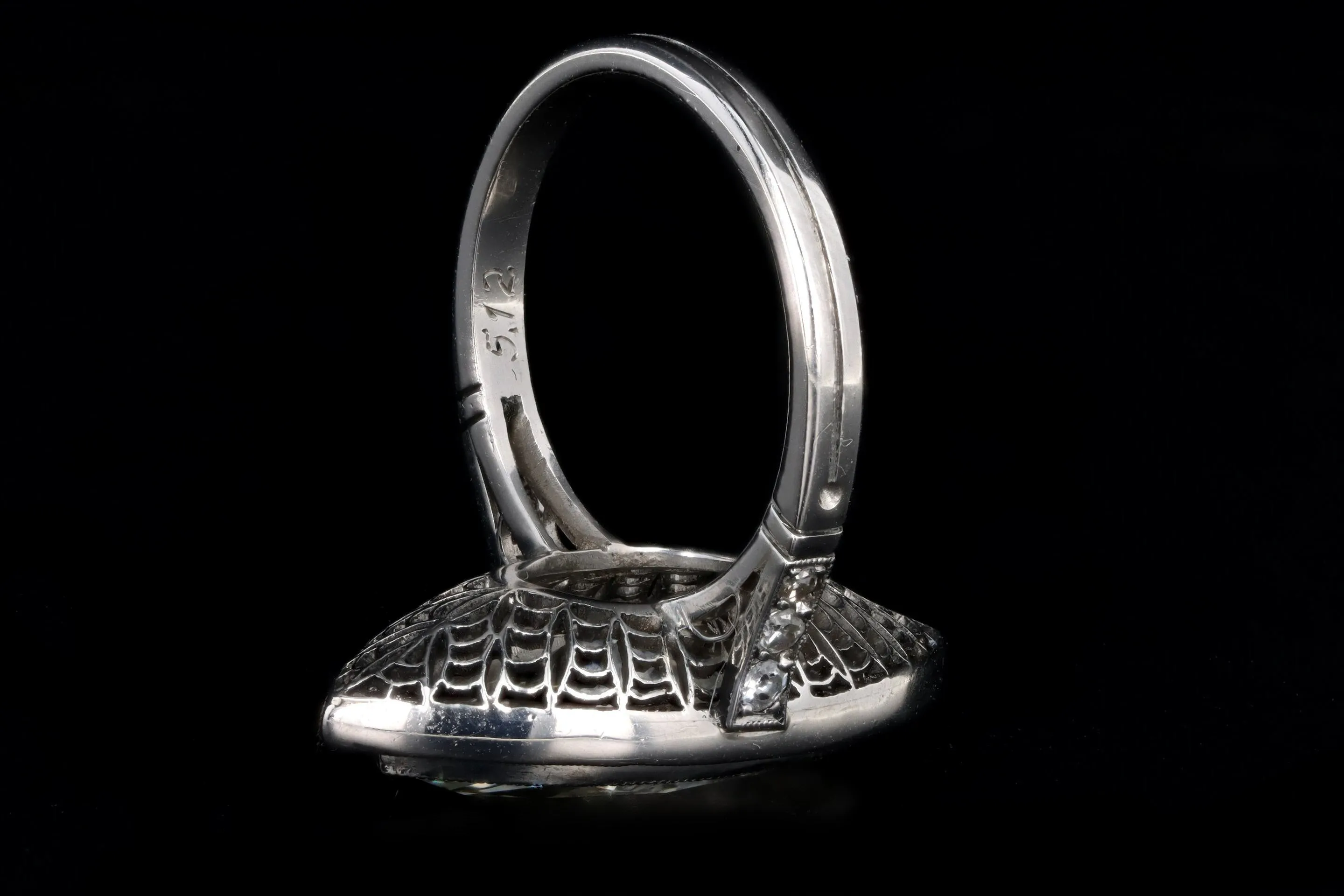 Art Deco Inspired Platinum 5.11 Carat Marquise Cut Diamond & Sapphire Ring GIA Certified
