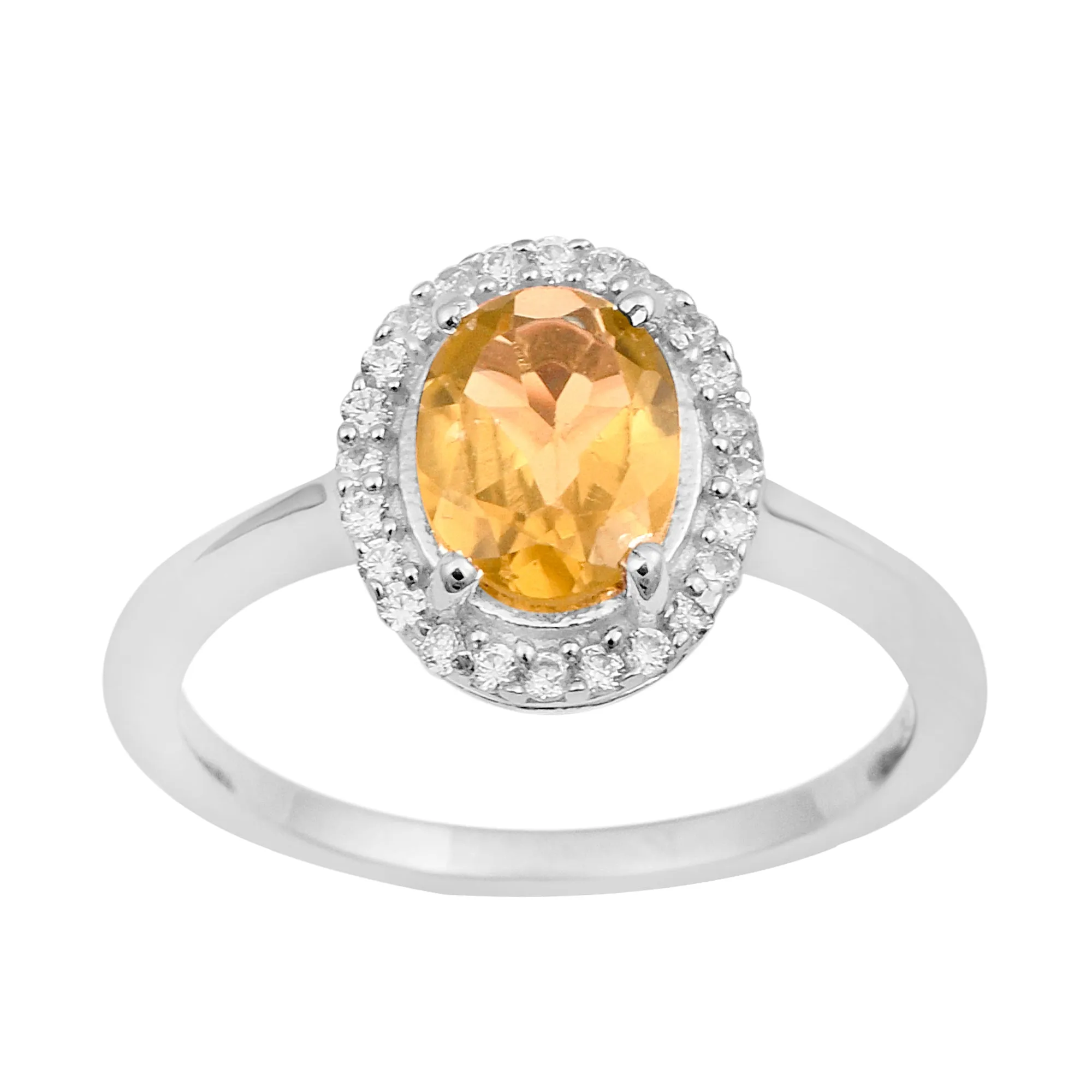 Art Deco Oval 8X6 MM Citrine Gemstone 925 Sterling Silver Women Ring