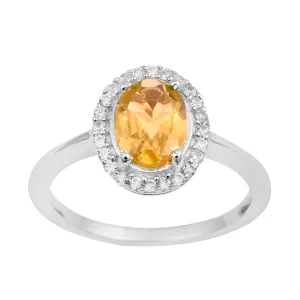 Art Deco Oval 8X6 MM Citrine Gemstone 925 Sterling Silver Women Ring