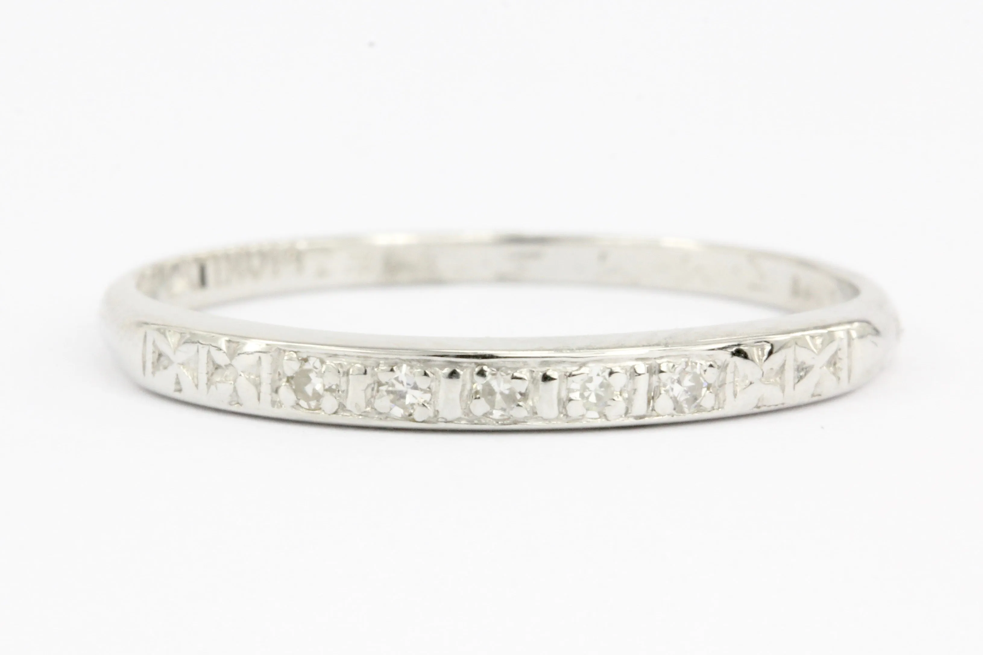 Art Deco Platinum Diamond Wedding Ring by Bristol Ring Co c.1943