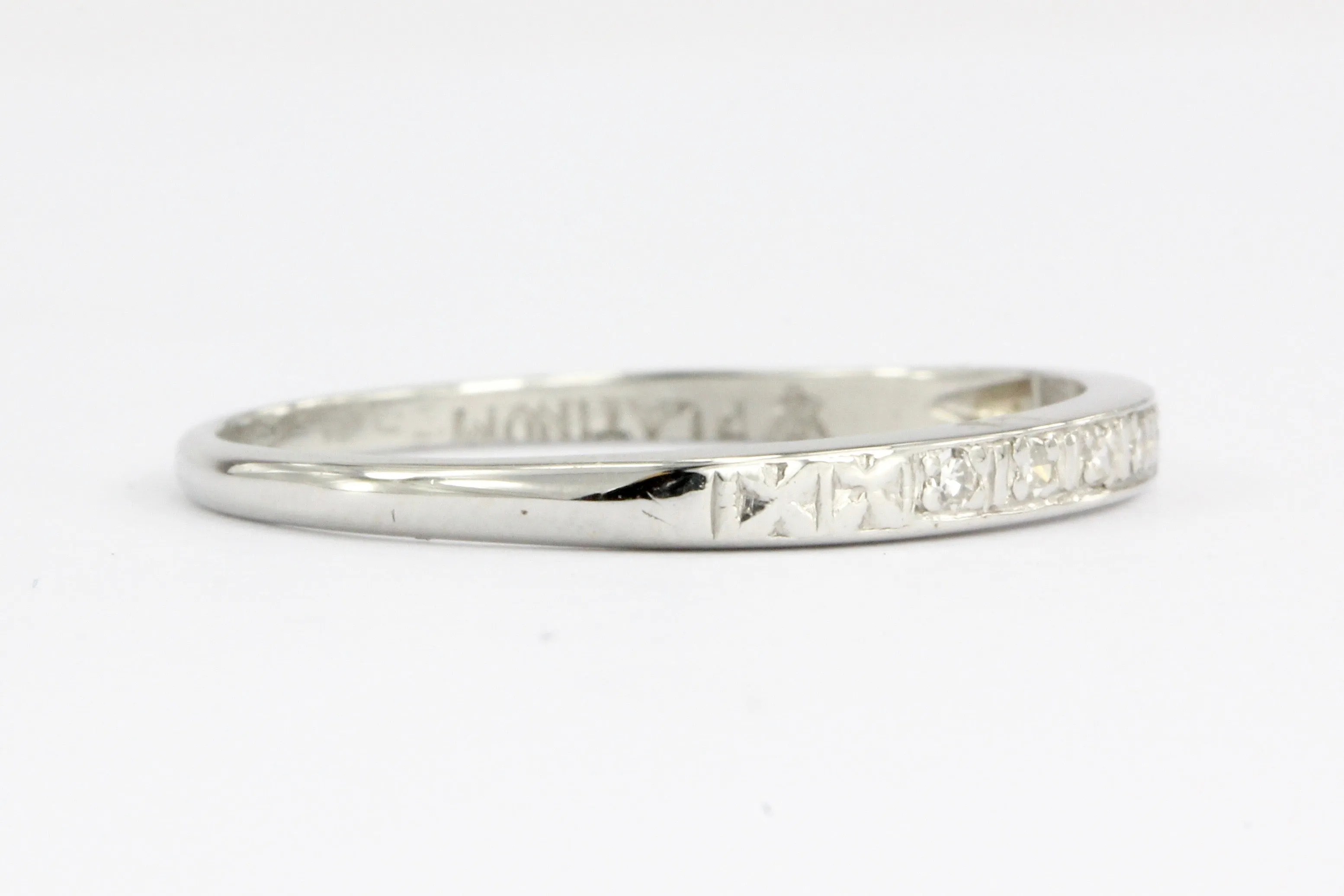 Art Deco Platinum Diamond Wedding Ring by Bristol Ring Co c.1943