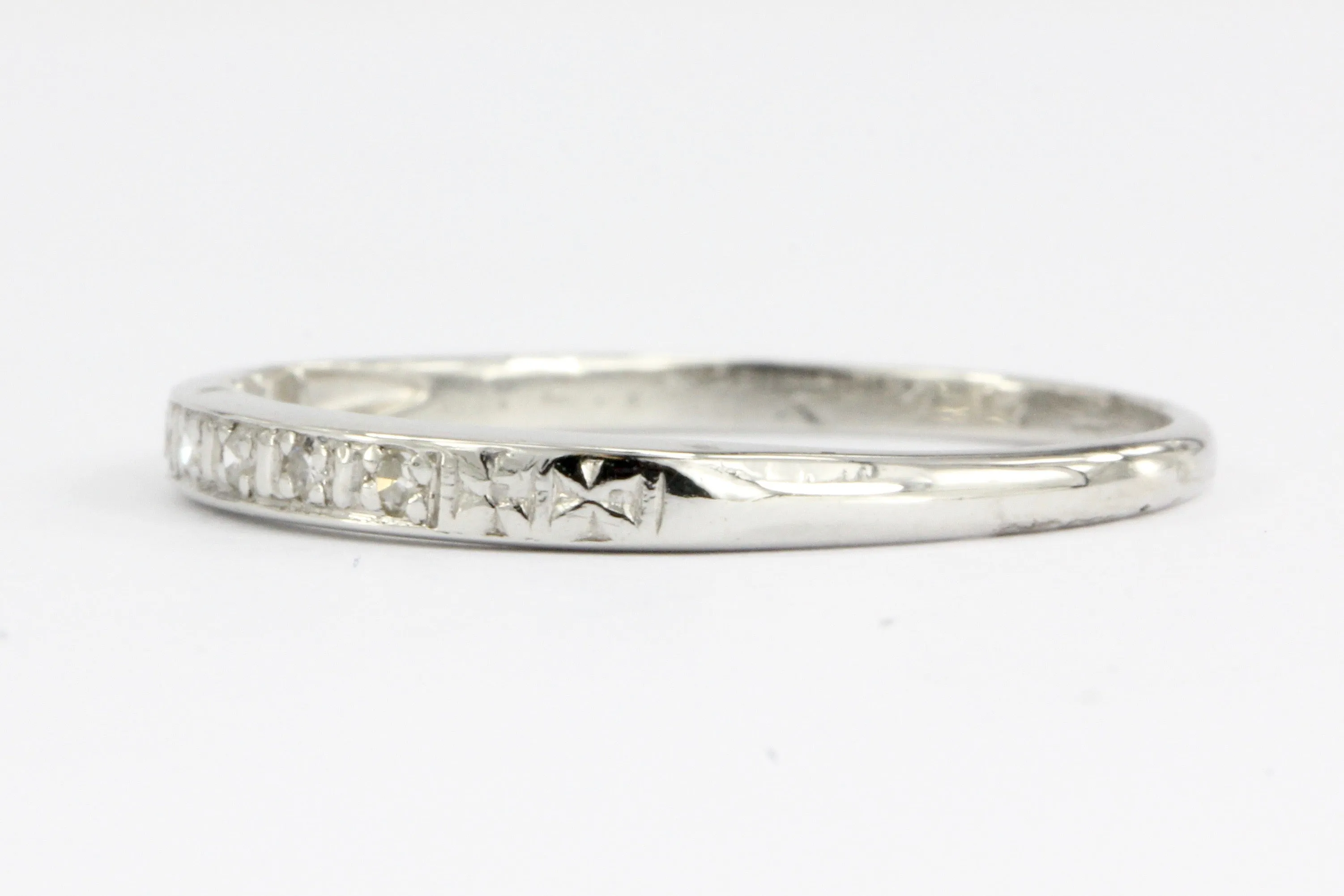 Art Deco Platinum Diamond Wedding Ring by Bristol Ring Co c.1943