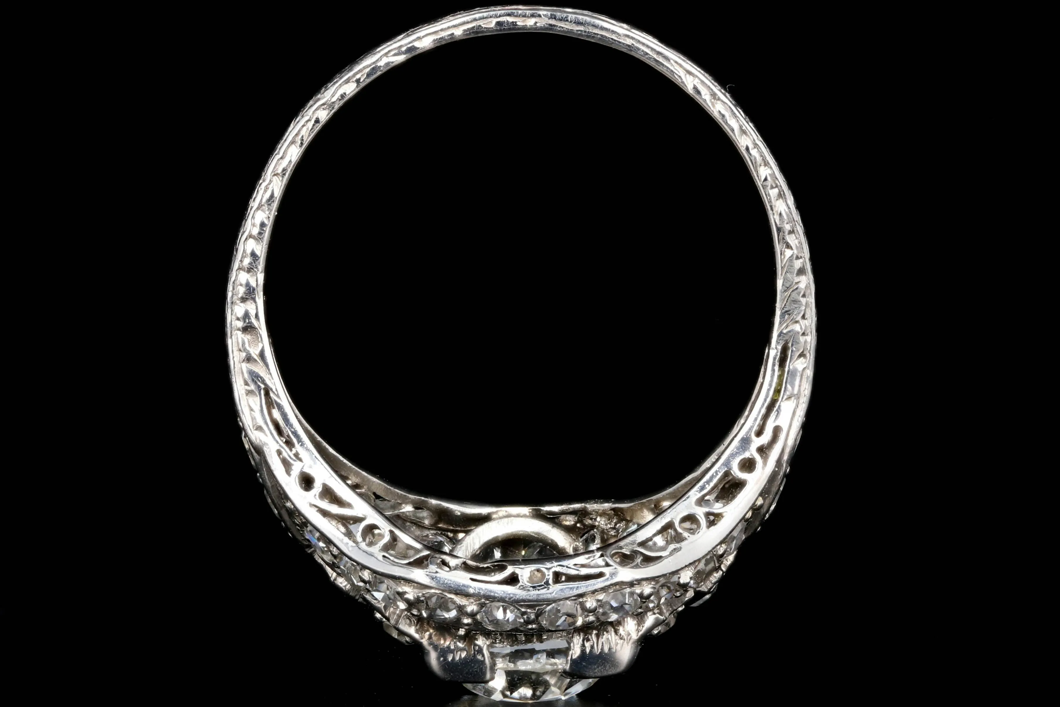 Art Deco Platinum EGL Certified 1.35 CT Old European Cut Filigree Engagement Ring