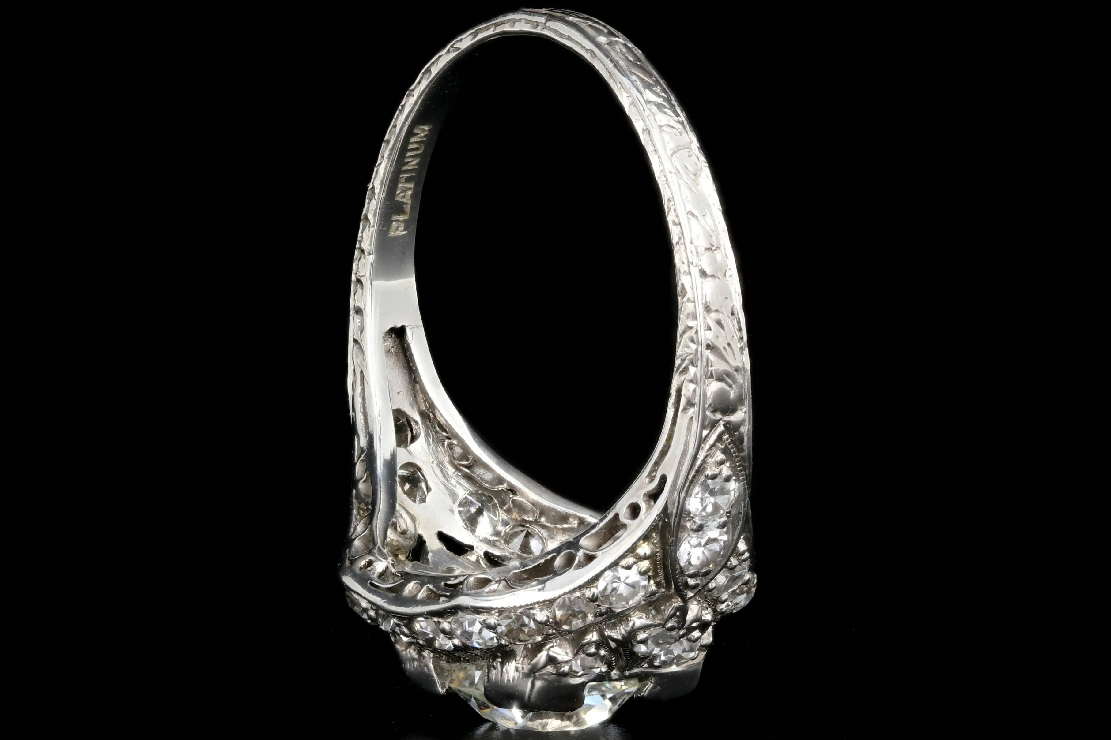 Art Deco Platinum EGL Certified 1.35 CT Old European Cut Filigree Engagement Ring