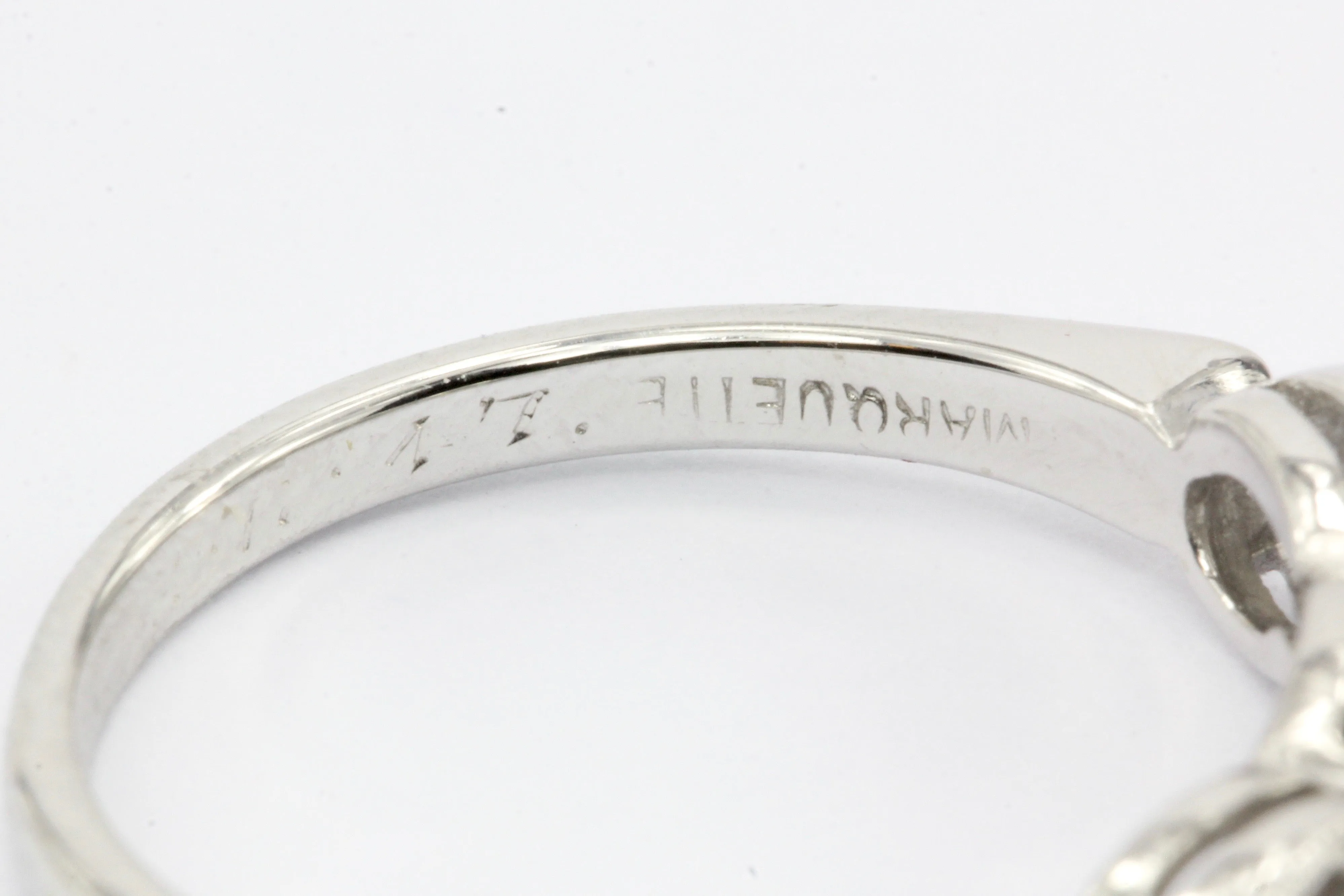 Art Nouveau 14K White Gold Diamond Wedding Band c.1917