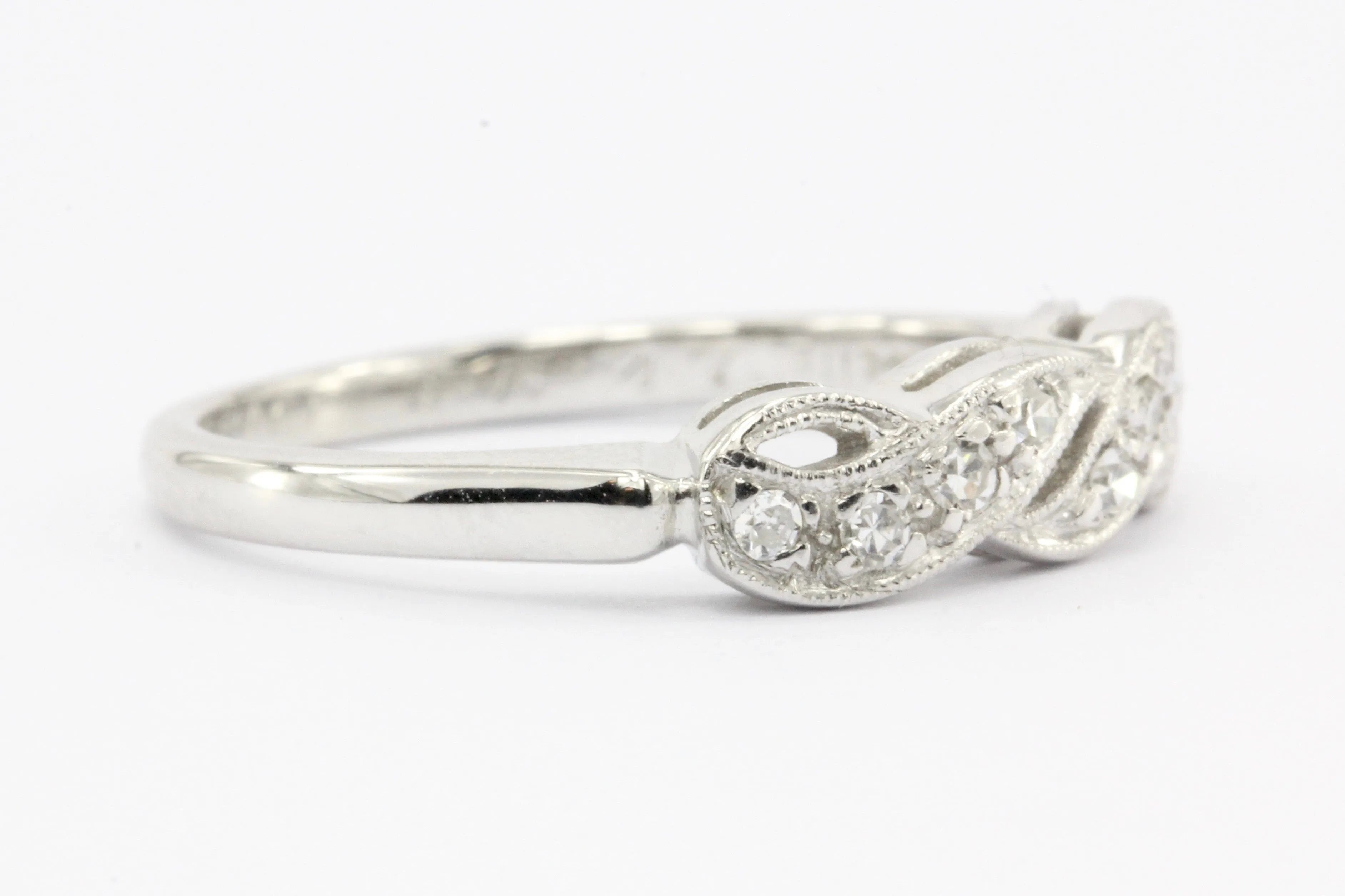 Art Nouveau 14K White Gold Diamond Wedding Band c.1917