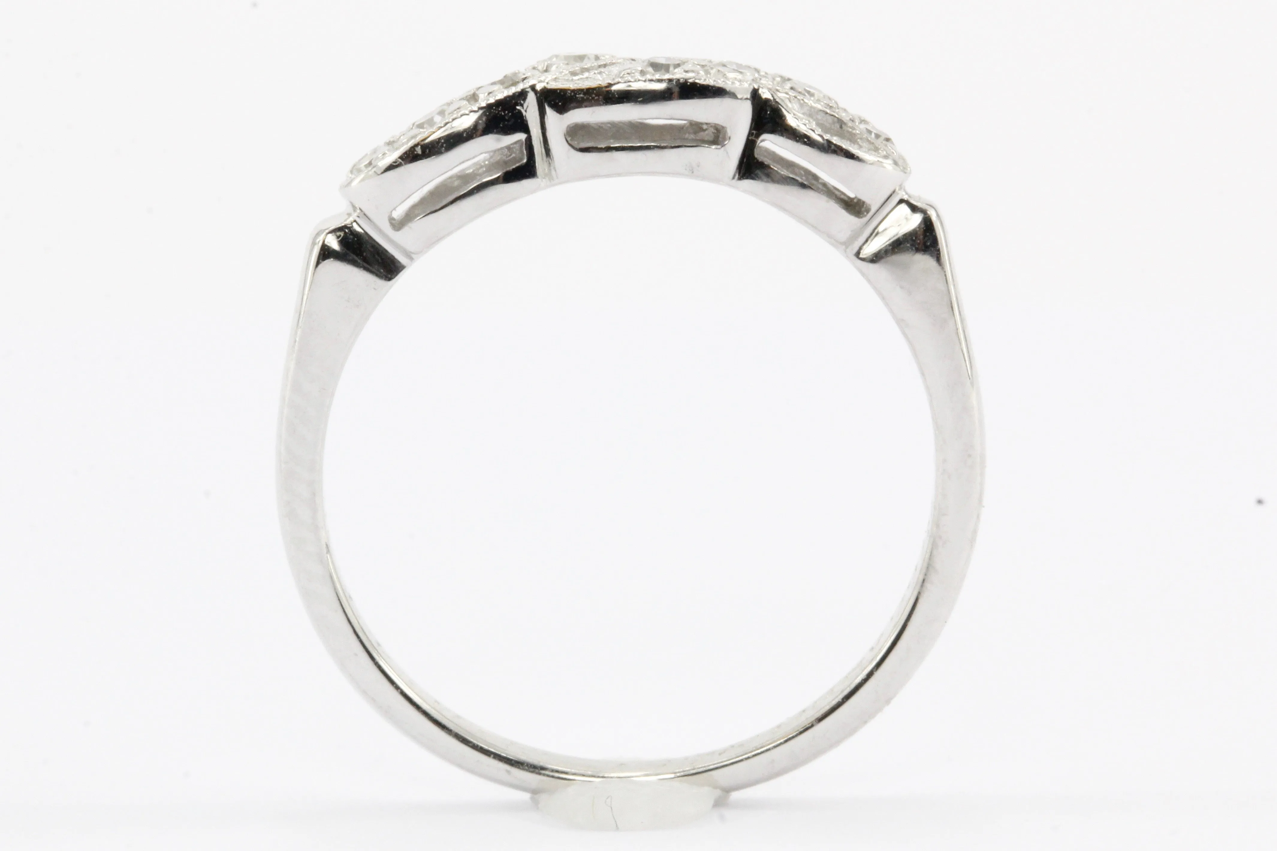 Art Nouveau 14K White Gold Diamond Wedding Band c.1917