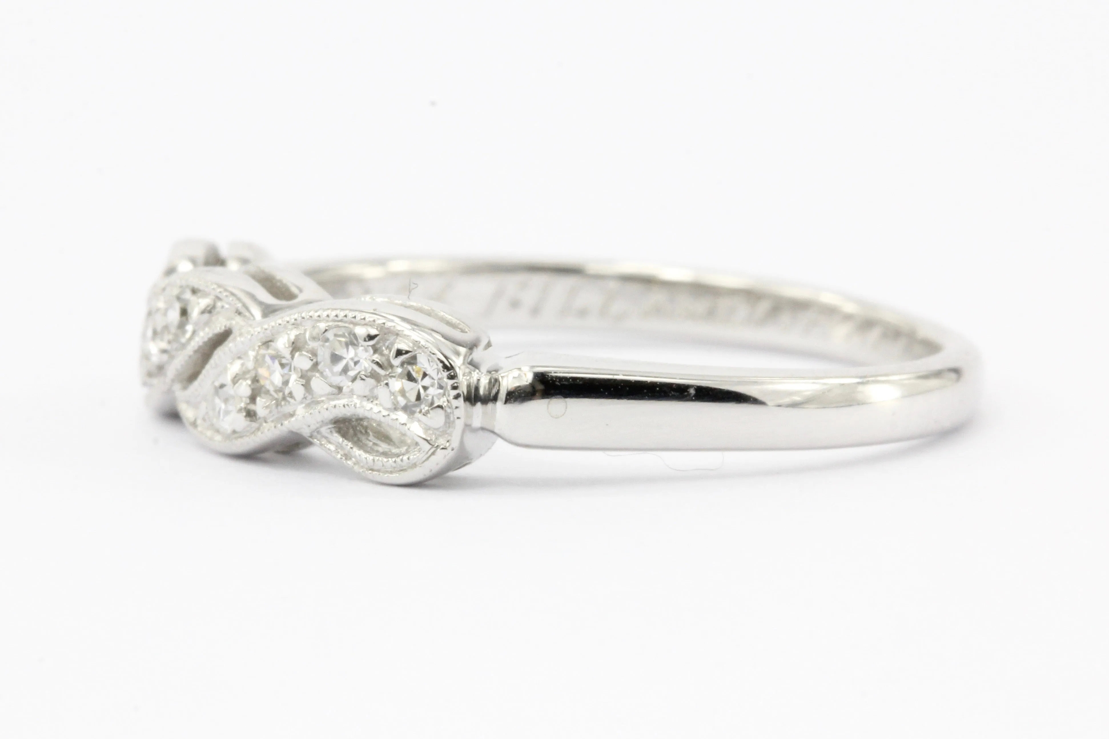 Art Nouveau 14K White Gold Diamond Wedding Band c.1917