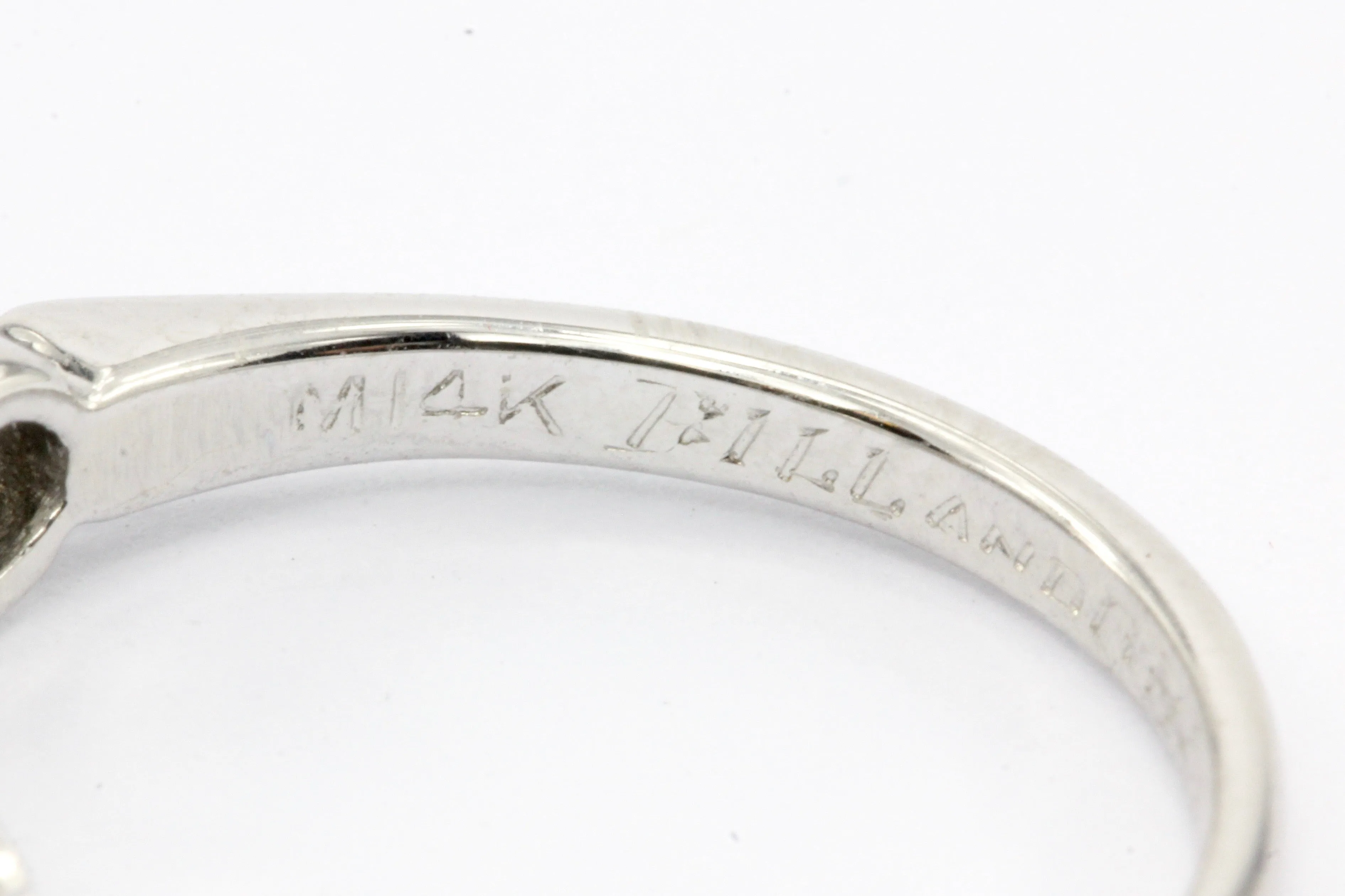 Art Nouveau 14K White Gold Diamond Wedding Band c.1917