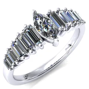 Austin Marquise Center with Baguette Diamonds Sparkling Ring