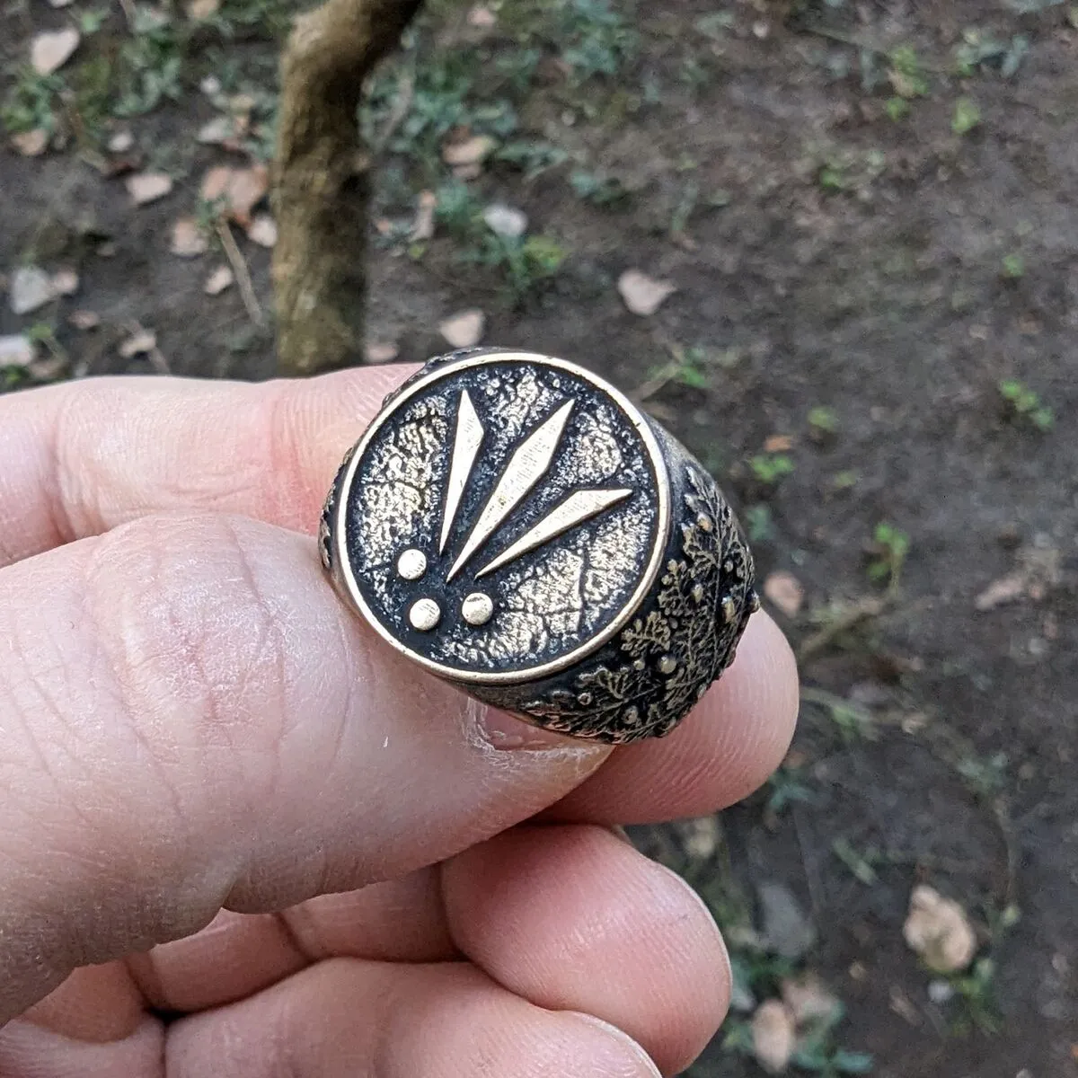 Awen signet bronze ring
