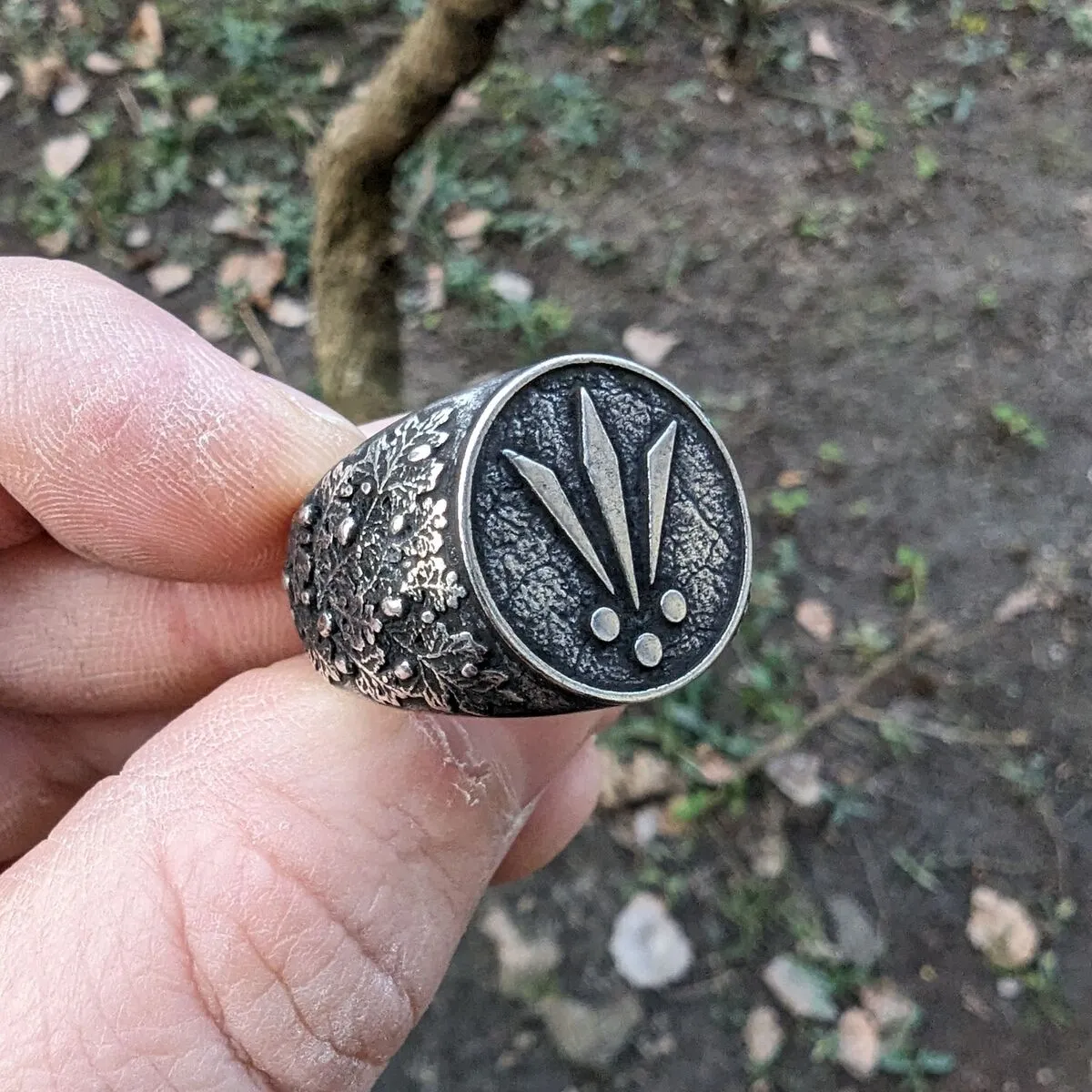 Awen signet bronze ring
