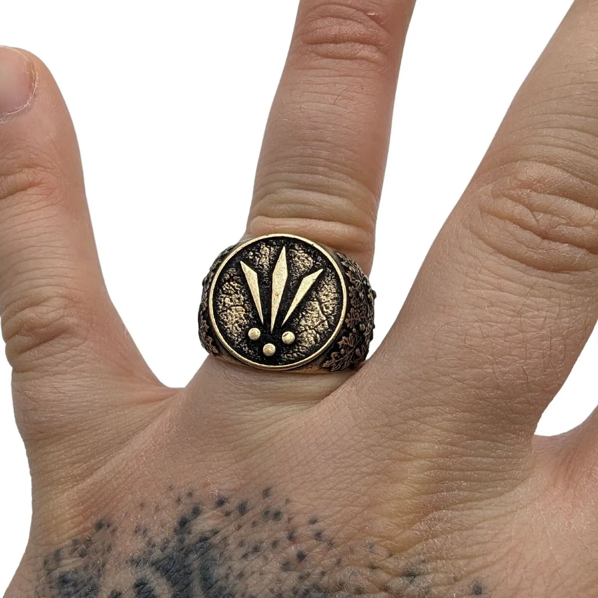 Awen signet bronze ring