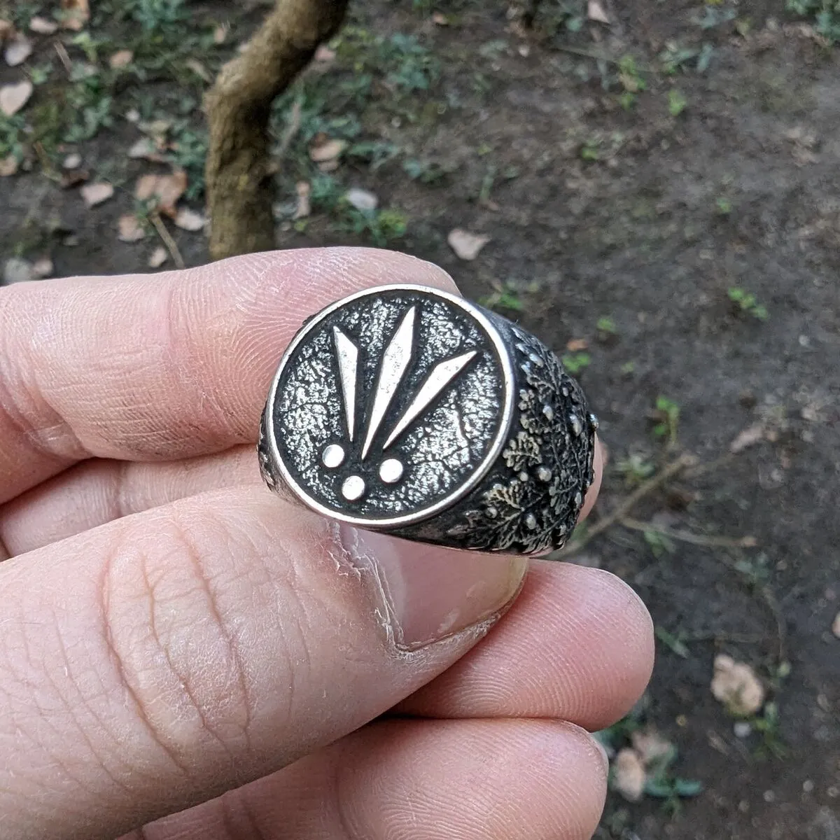 Awen signet bronze ring