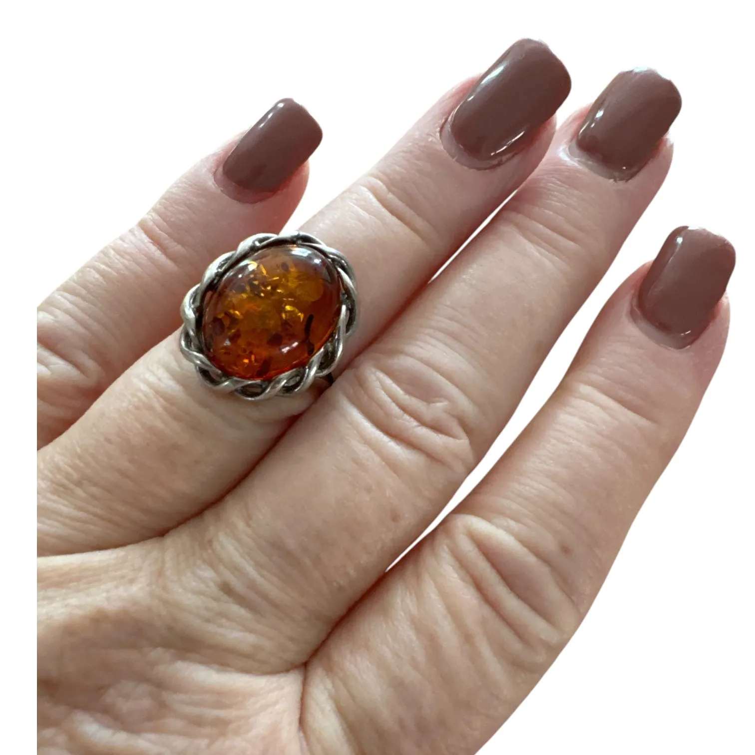 Baltic Amber Solid 925 Sterling Silver Ring 5