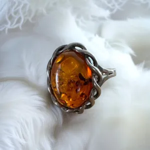 Baltic Amber Solid 925 Sterling Silver Ring 5