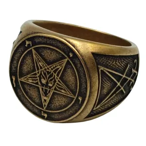 Baphomet sigil ring from bronze