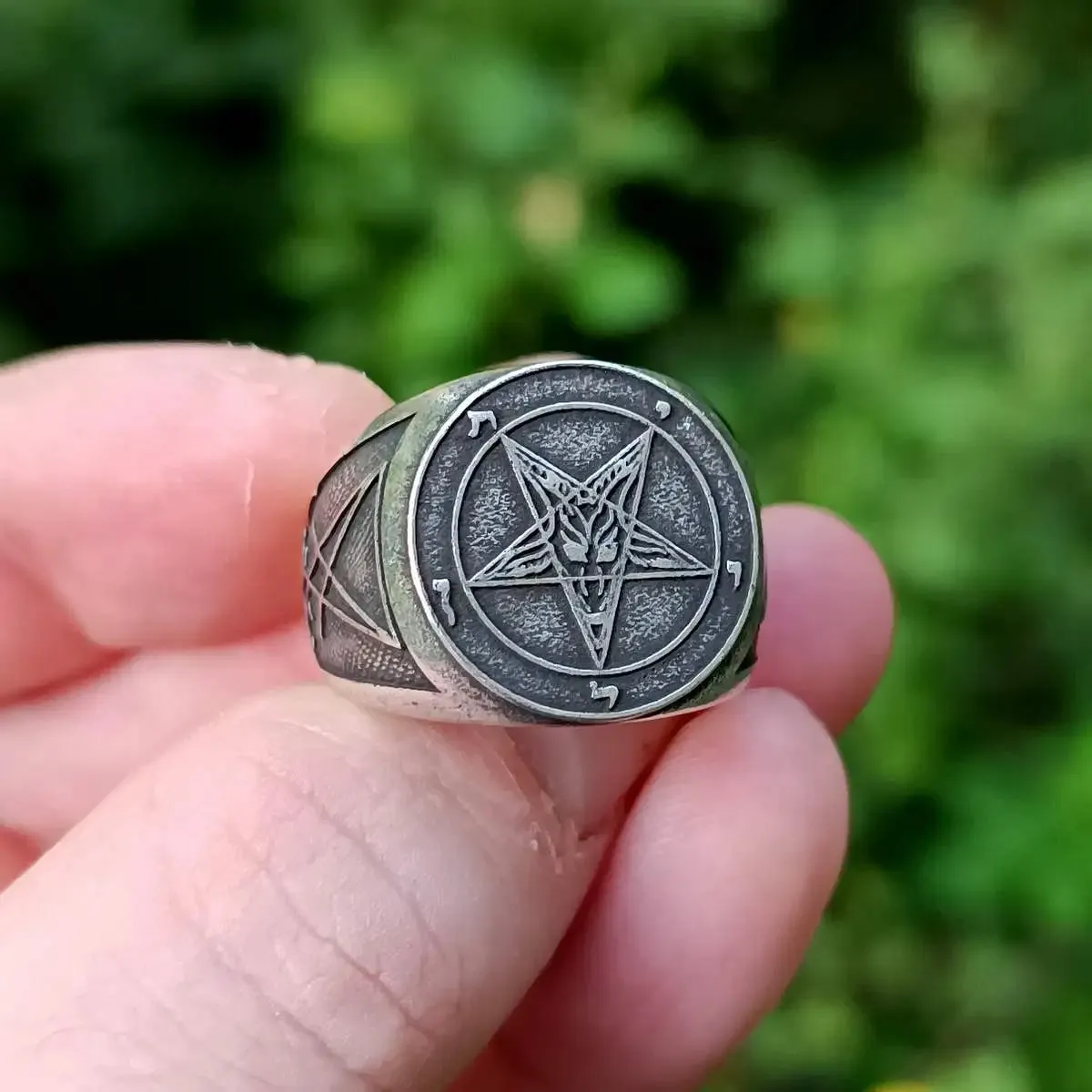 Baphomet sigil ring from bronze