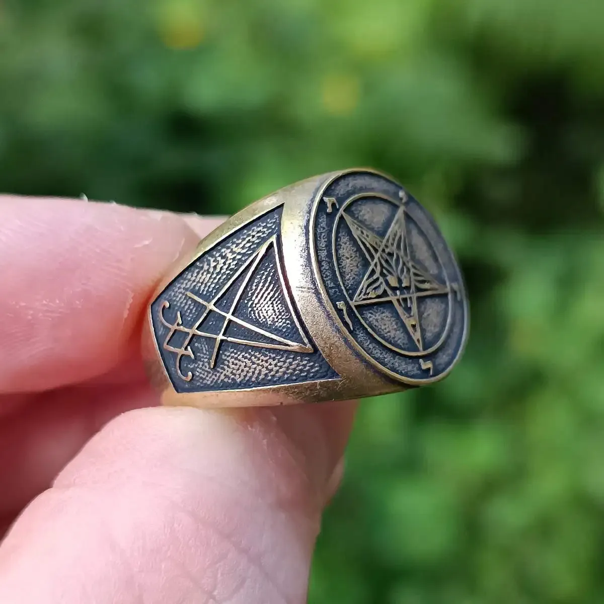 Baphomet sigil ring from bronze