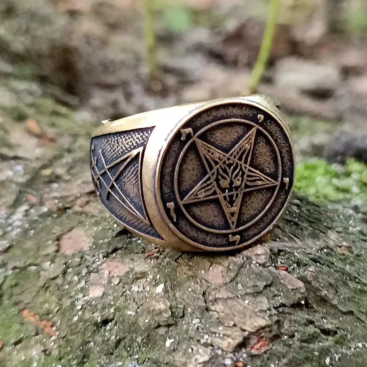 Baphomet sigil ring from bronze