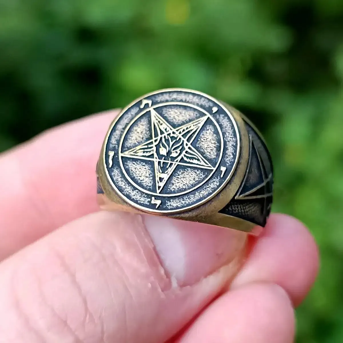 Baphomet sigil ring from bronze