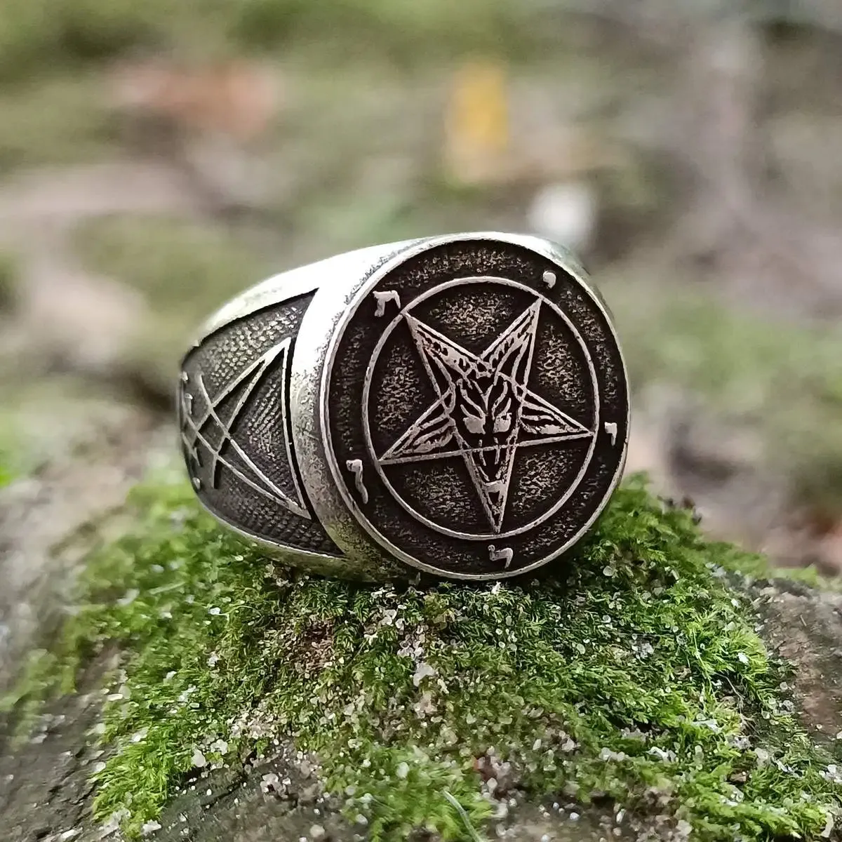 Baphomet sigil ring from bronze