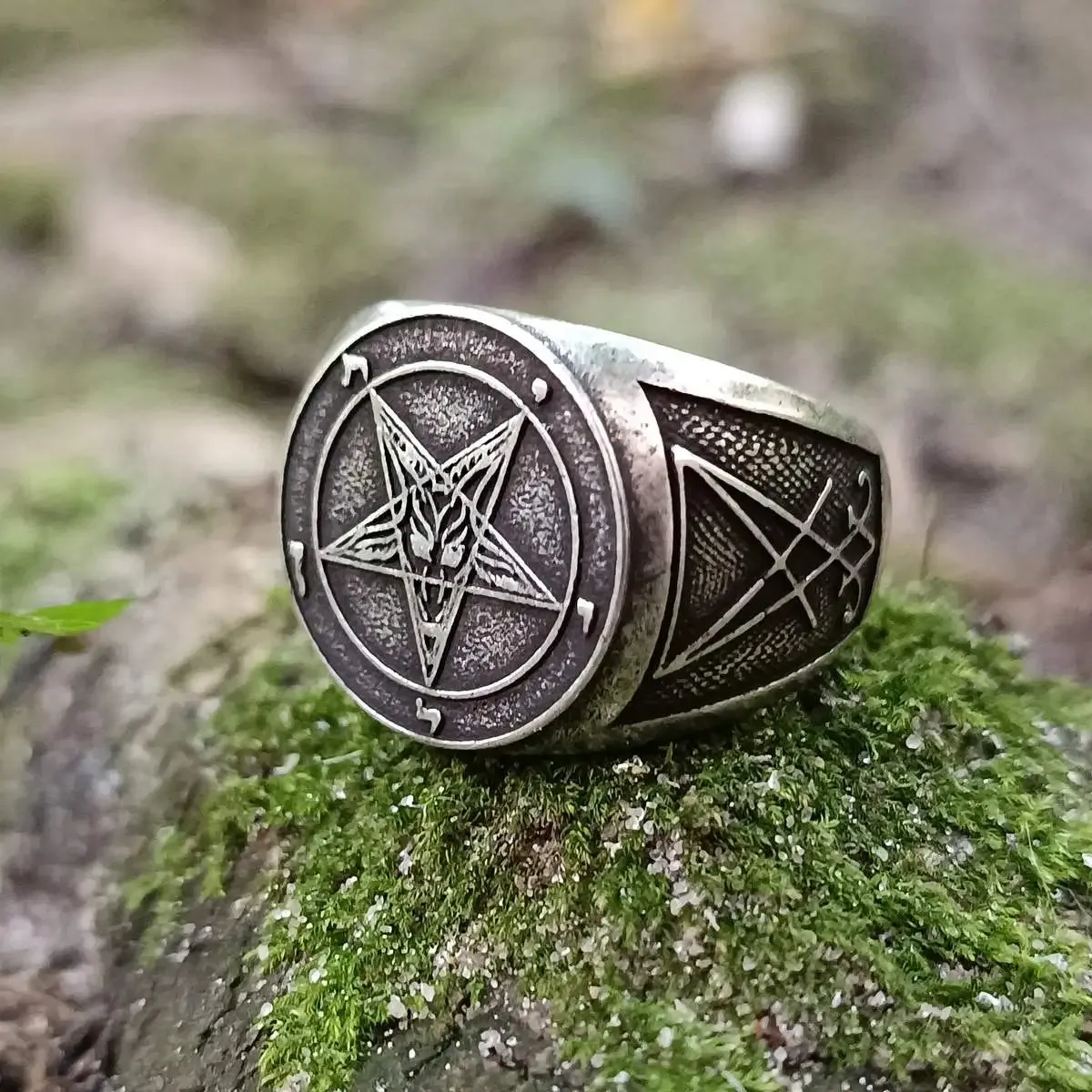 Baphomet sigil ring from bronze