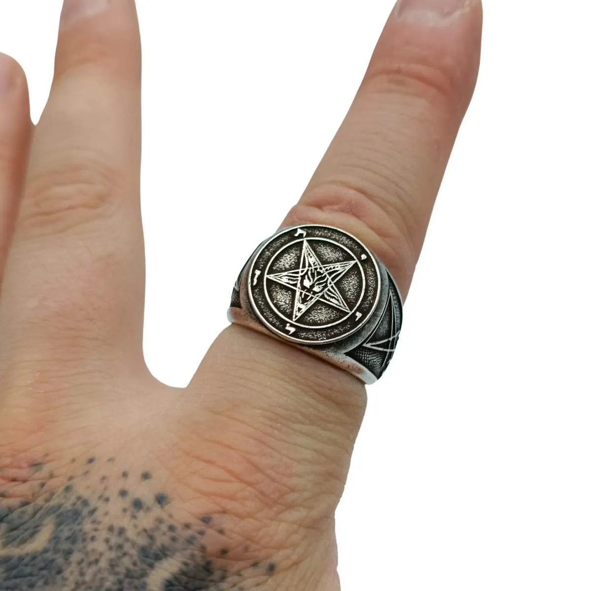 Baphomet sigil ring from bronze