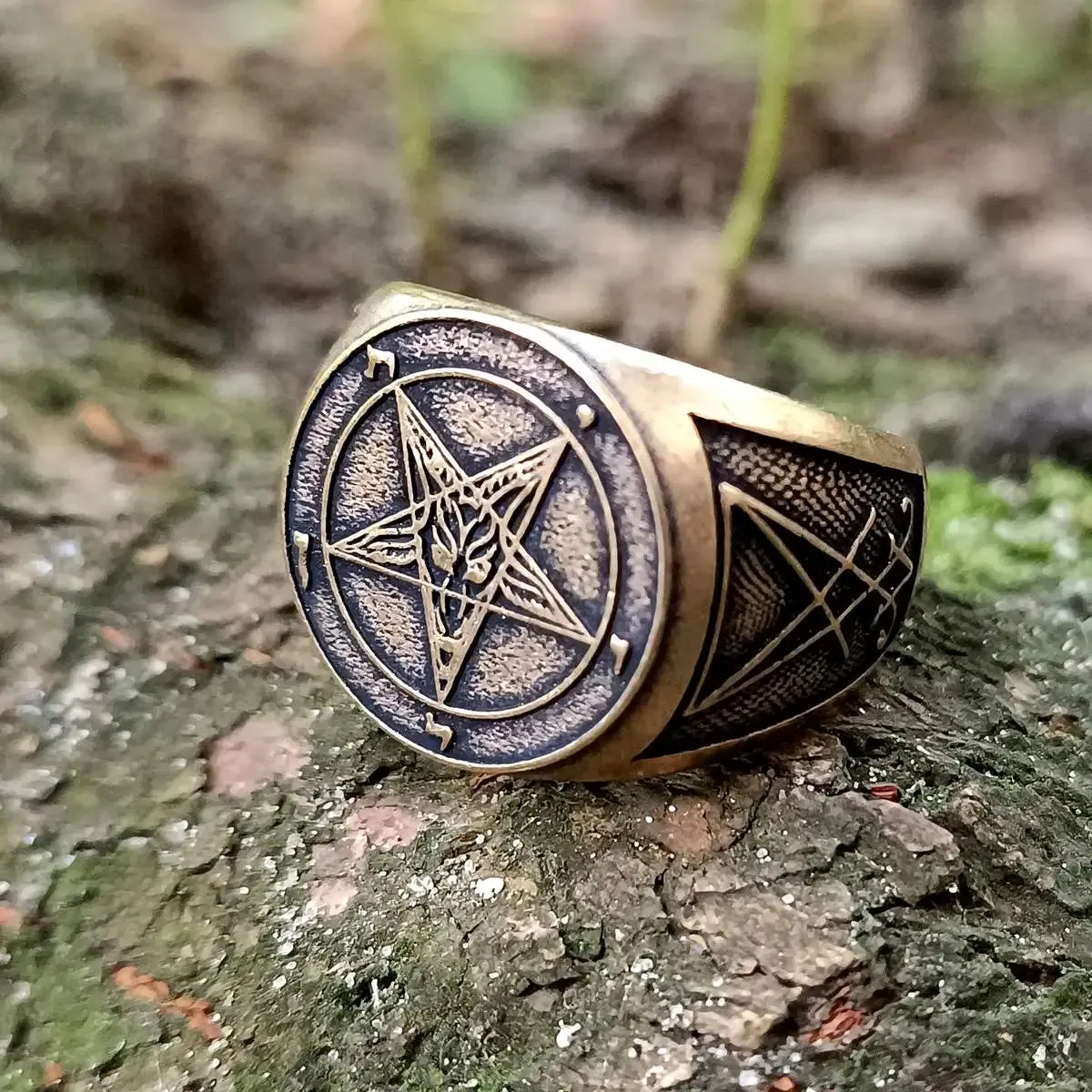 Baphomet sigil ring from bronze