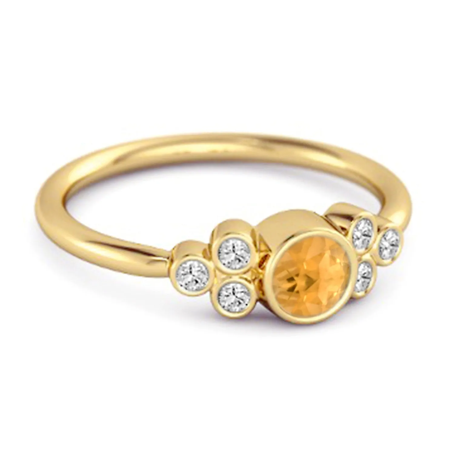 Bezel Set Citrine 925 Sterling Silver Boho Ring