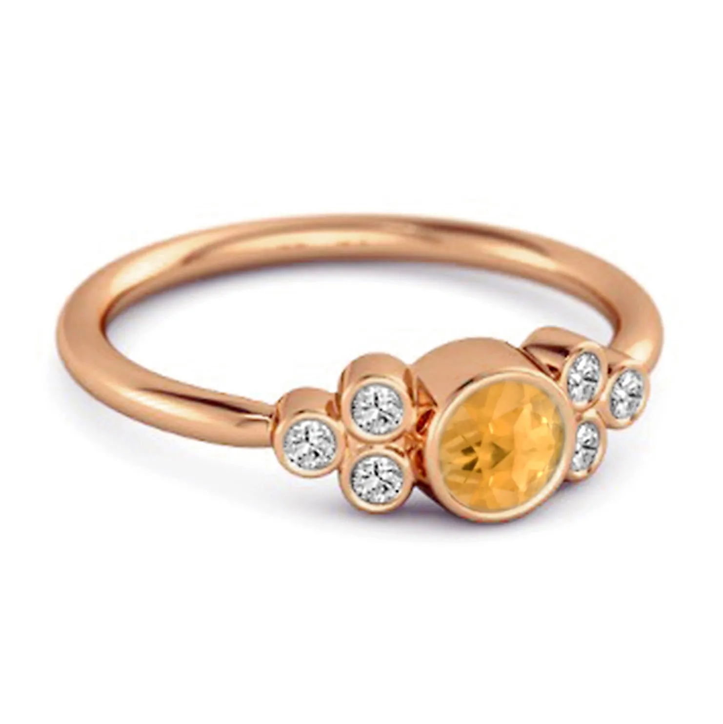 Bezel Set Citrine 925 Sterling Silver Boho Ring