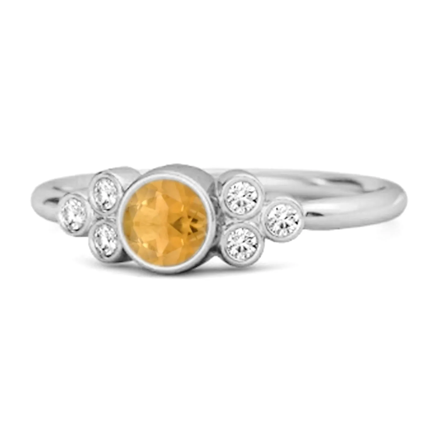 Bezel Set Citrine 925 Sterling Silver Boho Ring