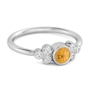 Bezel Set Citrine 925 Sterling Silver Boho Ring