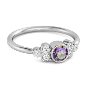 Bezel Set Mystic Topaz 925 Sterling Silver Boho Ring