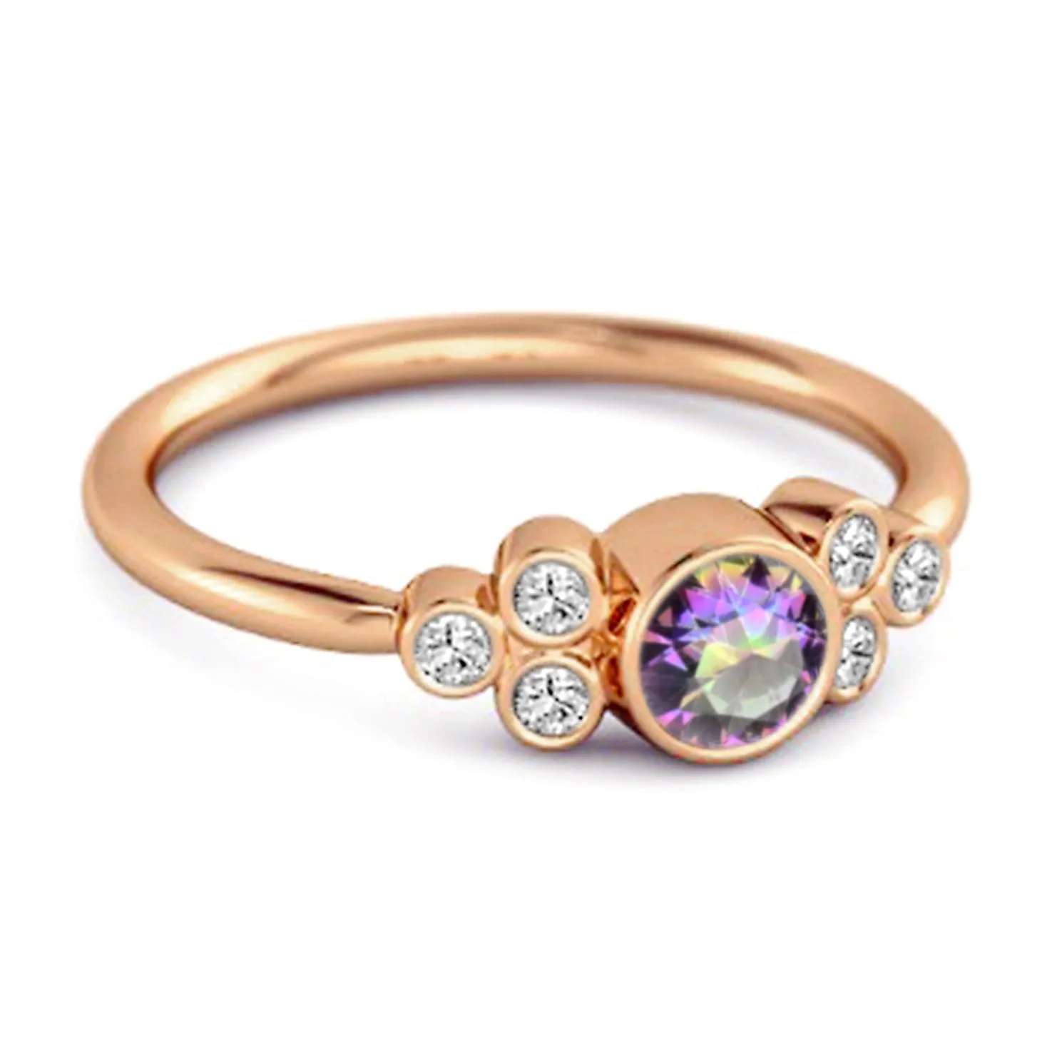 Bezel Set Mystic Topaz 925 Sterling Silver Boho Ring
