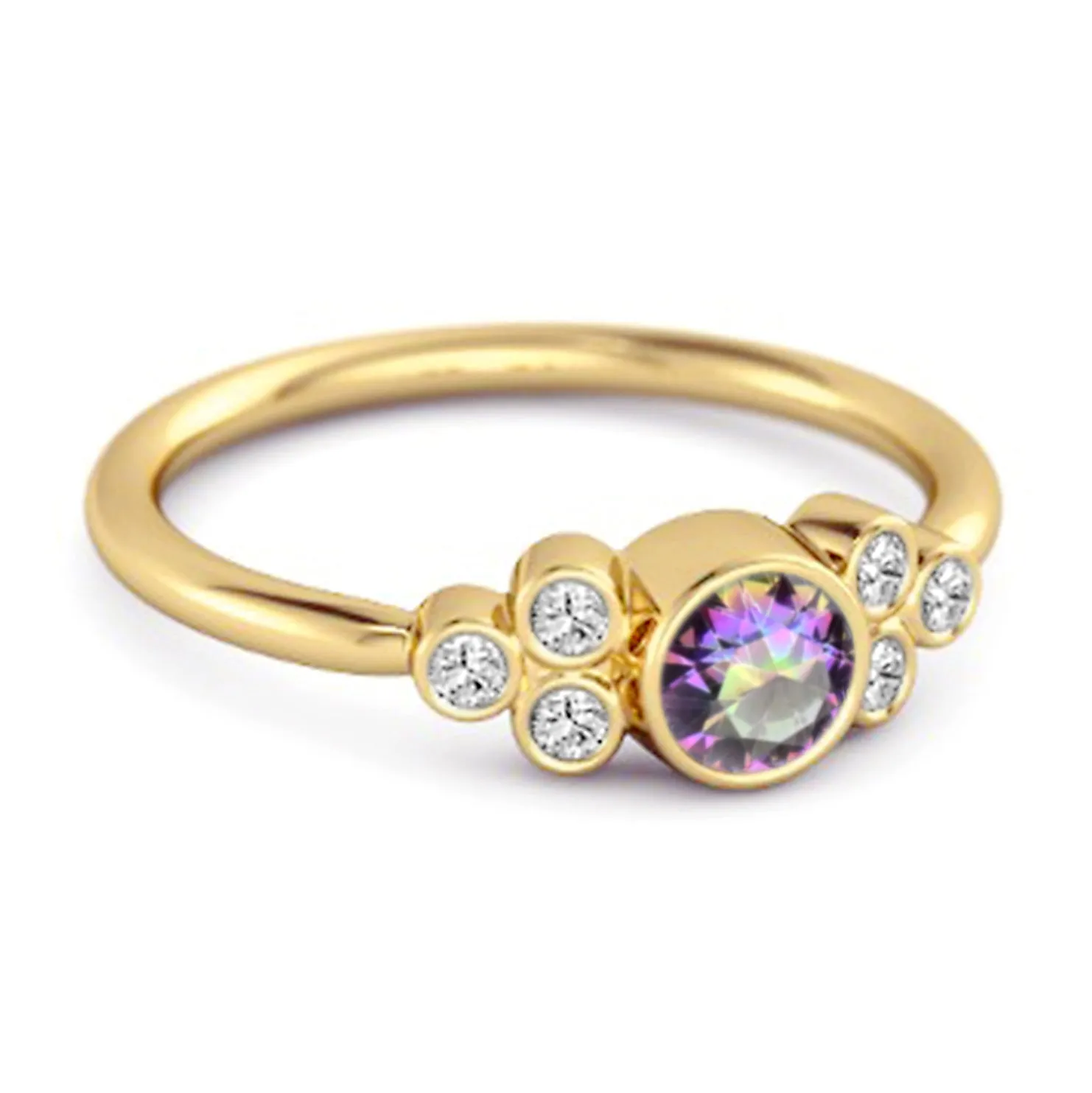 Bezel Set Mystic Topaz 925 Sterling Silver Boho Ring