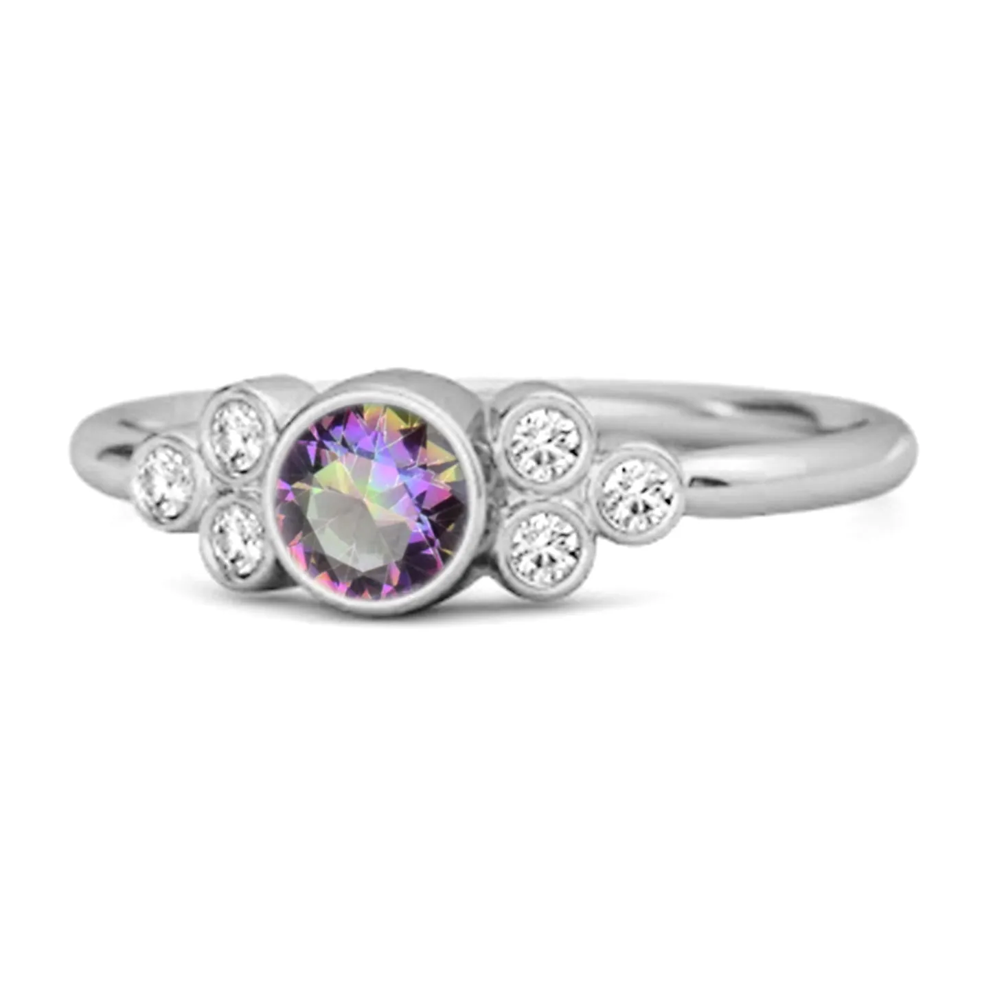 Bezel Set Mystic Topaz 925 Sterling Silver Boho Ring