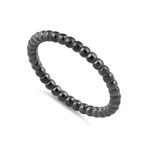 Black Rhodium Plated Stackable Bead Ring 925 Sterling Silver
