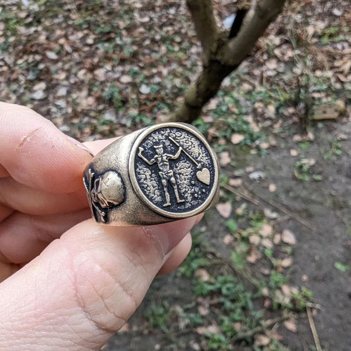 Blackbeard signet bronze ring