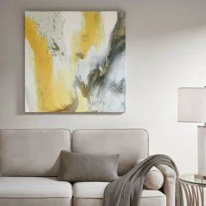 Bliss Abstract Gel Coat Canvas with Silver Foil Embellishment Yellow