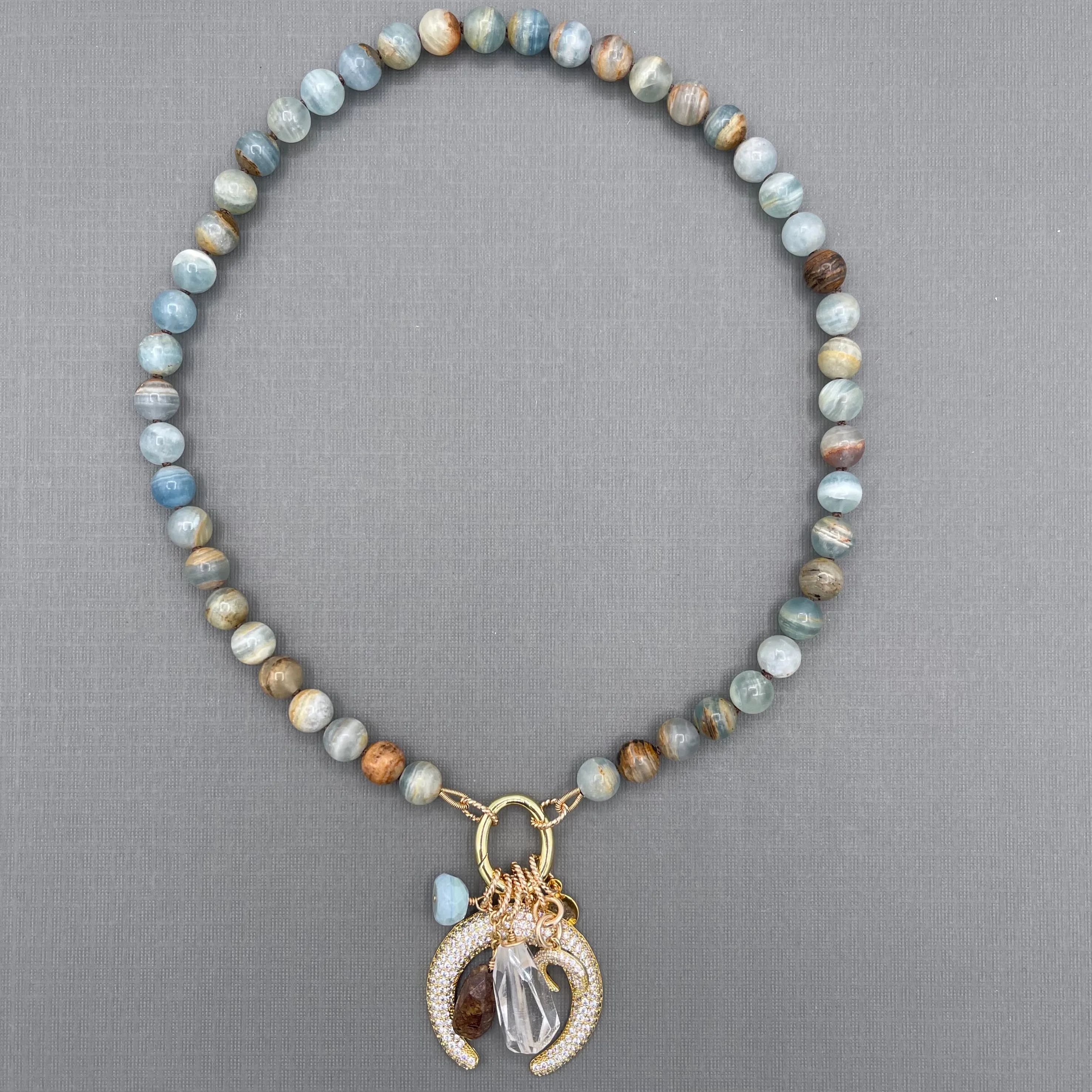 Blue Calcite Charm Necklace