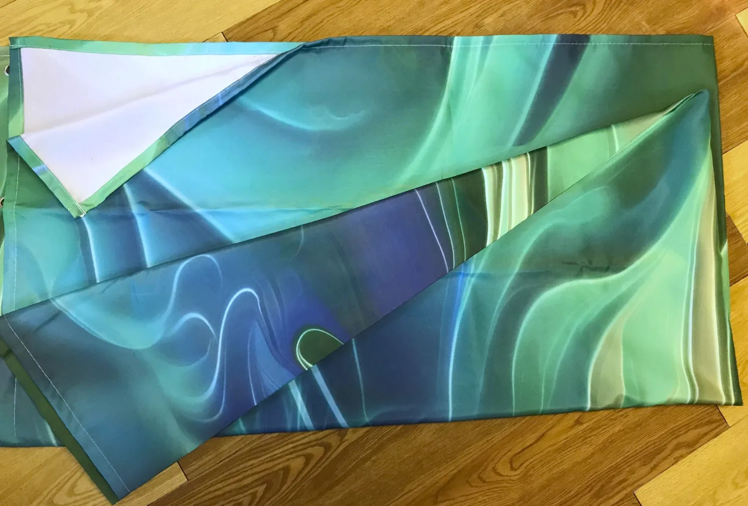Blue Green Abstract Art Shower Curtain, Water Themed Bathroom Decor - "Under the Sea"
