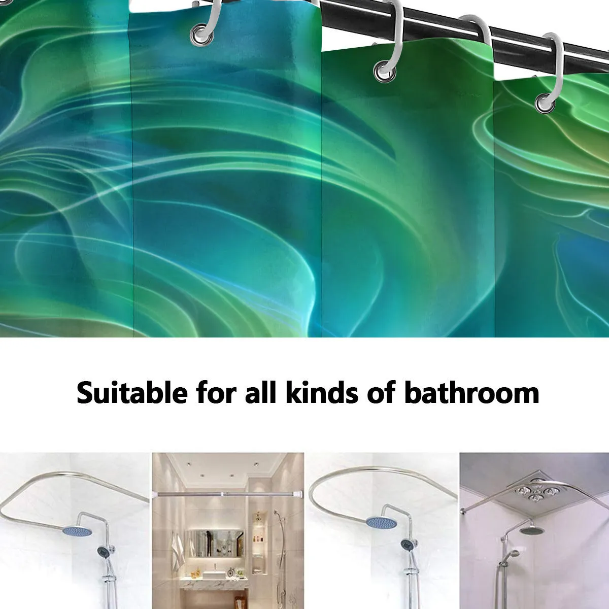 Blue Green Abstract Art Shower Curtain, Water Themed Bathroom Decor - "Under the Sea"