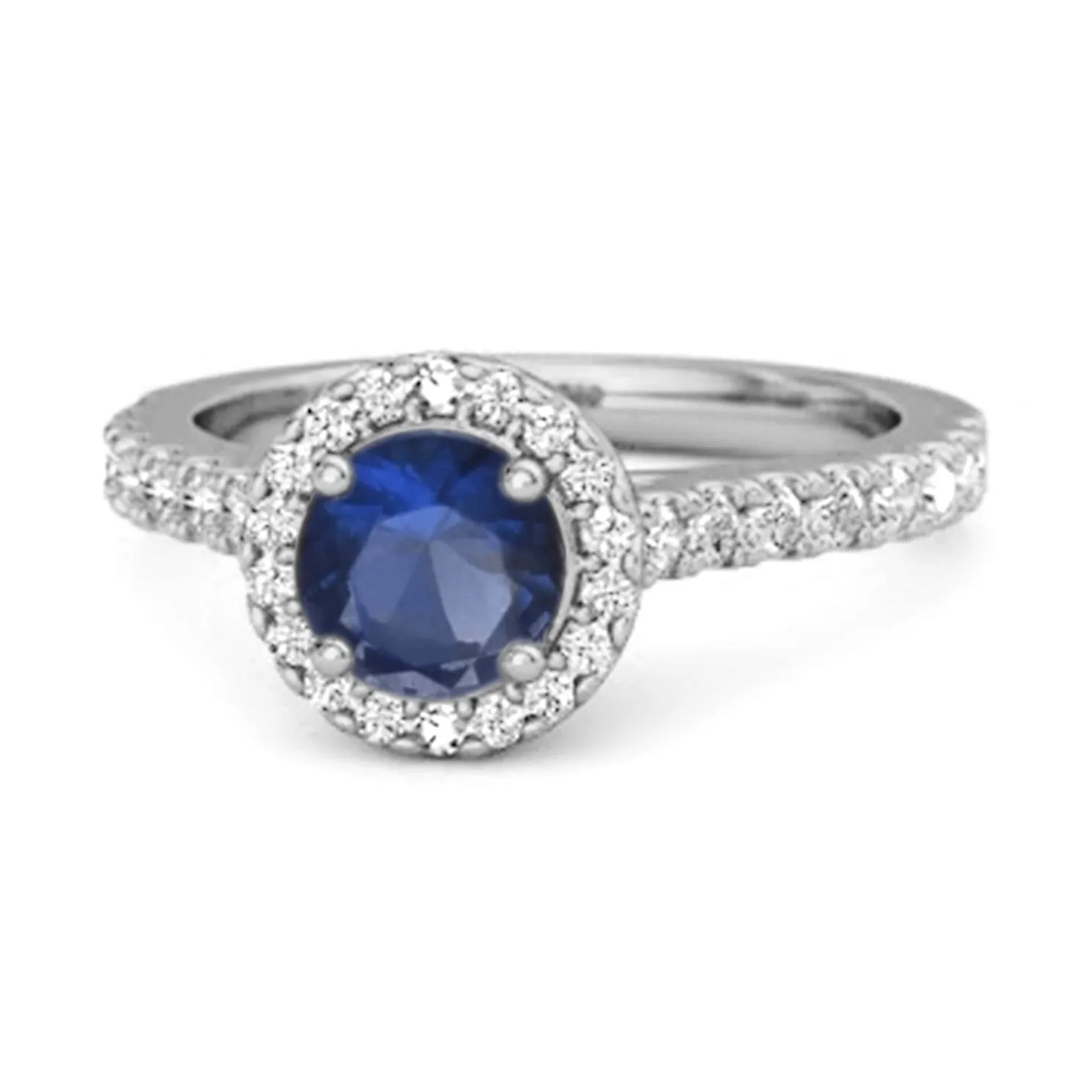 Blue Sapphire Birthstone 925 Sterling Silver Solitaire Accents Ring